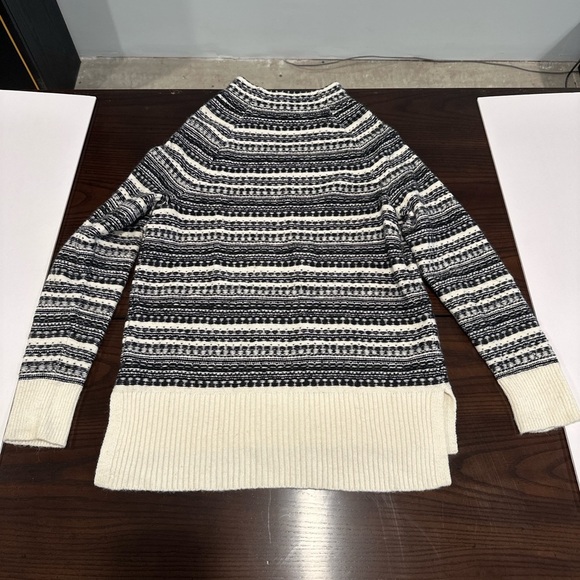 Talbots Black White Striped Mock Neck Sweater Women’s Size M Cozy Winter Knit - Picture 3 of 7